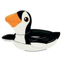 zomer opblaasbaar rubber ring in de vorm van een pinguïn. kind tekenfilm opblaasbaar pinguïn geïsoleerd Aan wit vector