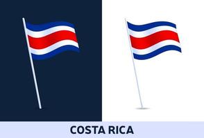 Costa rica vector vlag zwaaien nationale vlag van italië geïsoleerd op witte en donkere background