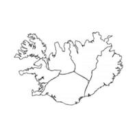 doodle kaart van ijsland met staten vector
