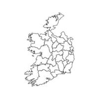 doodle kaart van ierland met staten vector
