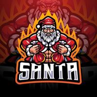 santa esport mascotte logo ontwerp vector