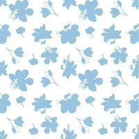 blauw bloemen naadloos patroon Aan wit vector