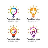 creatief idee logo ontwerpsjabloon met lamp pictogram symbool ontwerp vector