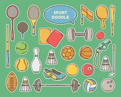 handgetekende cartoon sport tools doodle bundel ontwerp sticker vector