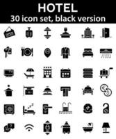 hotel icoon set. zwart pictogrammen verzameling. vector