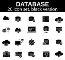 databank zwart icoon reeks geïsoleerd Aan wit achtergrond vector