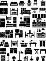 huis meubilair silhouet pictogrammen reeks vector