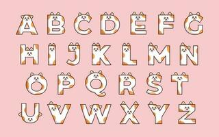 schattig kat alfabet dier doopvont kleurrijk brief vector