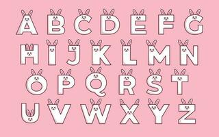 schattig konijn alfabet dier doopvont vector