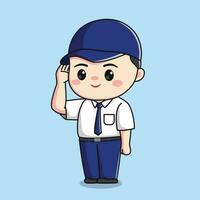 Indonesisch junior hoog school- leerling schattig jongen karakter kawaii chibi vector