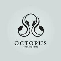 Octopus logo lijn kunst ontwerp vector