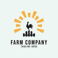 boerderij hek kip logo lijn kunst ontwerp vector