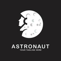 astronaut maan logo lijn kunst ontwerp vector