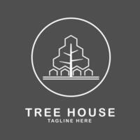 boom huis logo lijn kunst ontwerp vector