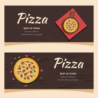 pizza folder, poster, omslag, banier of achtergrond. vector illustratie.