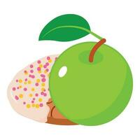 appel toetje icoon isometrische vector. koekje met glazuur in de buurt groen vers appel vector