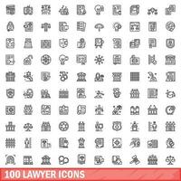 100 advocaat pictogrammen set, schets stijl vector