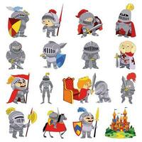 ridder pictogrammen reeks tekenfilm vector. spel middeleeuws vector