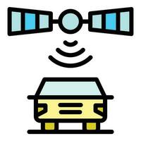 satelliet auto icoon vector vlak