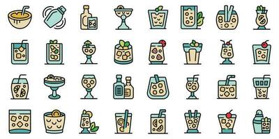alcoholisch cocktail pictogrammen reeks vector vlak
