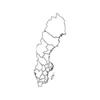 doodle kaart van zweden met staten vector