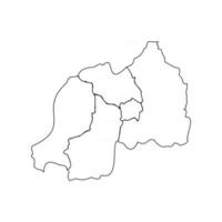 doodle kaart van rwanda met staten vector