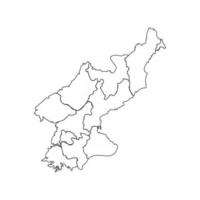 doodle kaart van noord korea met staten vector