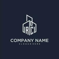 rc eerste monogram logo voor echt landgoed met gebouw stijl vector