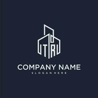 tr eerste monogram logo voor echt landgoed met gebouw stijl vector