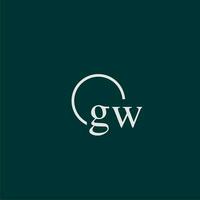 gw eerste monogram logo met cirkel stijl ontwerp vector