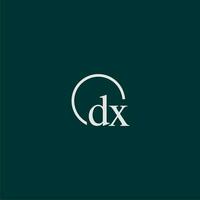 dx eerste monogram logo met cirkel stijl ontwerp vector