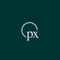 px eerste monogram logo met cirkel stijl ontwerp vector