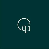qi eerste monogram logo met cirkel stijl ontwerp vector