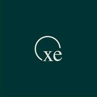 xe eerste monogram logo met cirkel stijl ontwerp vector