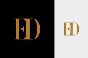 elegant gemakkelijk minimaal luxe serif doopvont alfabet brief d gecombineerd met brief e logo ontwerp vector