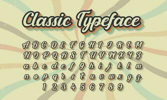 wijnoogst retro stijl kleurrijk vector alfabet doopvont typografie lettertype