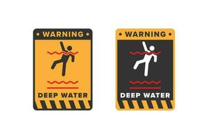 diep water icoon teken vector ontwerp, icoon bord waarschuwing niet naar zwemmen omdat de water is heel diep