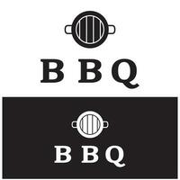 gemakkelijk barbecue wijnoogst heet grill, met gekruiste vlammen en spatel. logo voor restaurant, insigne, cafe en balk.vector vector