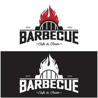 gemakkelijk barbecue wijnoogst heet grill, met gekruiste vlammen en spatel. logo voor restaurant, insigne, cafe en balk.vector vector