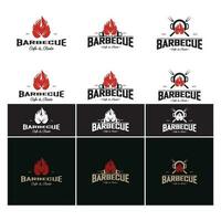 gemakkelijk barbecue wijnoogst heet grill, met gekruiste vlammen en spatel. logo voor restaurant, insigne, cafe en balk.vector vector