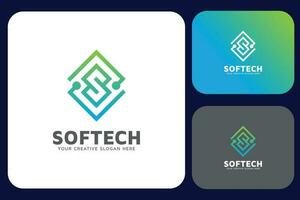 s tech logo ontwerp sjabloon vector