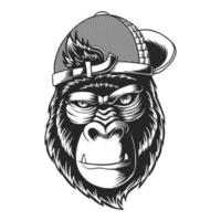 gorilla met een hoed vectorillustratie vector