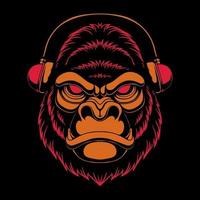gorilla hoofdtelefoon vectorillustratie vector