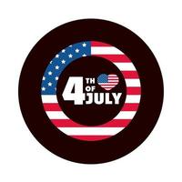 4 juli onafhankelijkheidsdag Amerikaanse vlag hart herdenkingsviering blok en platte stijlicoon vector