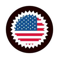 4 juli onafhankelijkheidsdag Amerikaanse vlag badge viering blok en platte stijlicoon vector