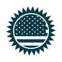 gelukkige dag van de onafhankelijkheid amerikaanse vlag badge grens decoratie silhouet stijlicoon vector