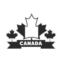 canada dag vlag esdoorn bladeren lint nationale viering silhouet stijlicoon vector