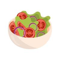 kom met salade tomaat sla gezondheidsvoeding platte stijlicoon vector