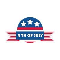 4 juli onafhankelijkheidsdag Amerikaanse democratie viering badge platte stijlicoon vector