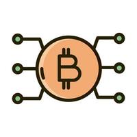 bitcoin cryptocurrency geld digitaal bedrijf financieel investeren lijn en vulpictogram vector